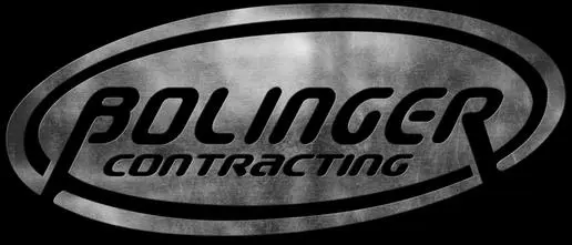 A black and white photo of the olingo contracting logo.
